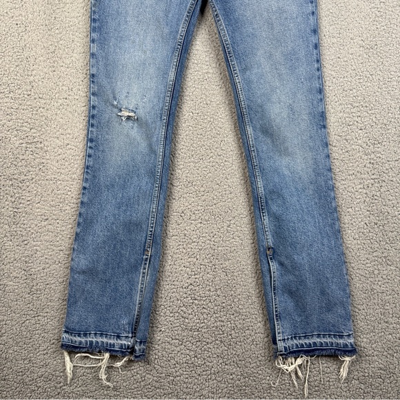 We The Free Jeans Womens 26 Med Wash High Rise Split Hem Full Length 70s Bootcut - Picture 7 of 16